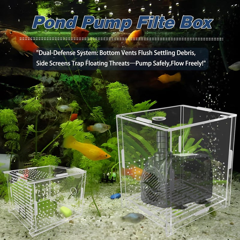 PILISPARK Small Pond Pump Cover, Fish Water Tank Protective Case, Acrylic Protective Cover For Outdoor Pond Filter, Water Filter Pump, Outdoor Pond, Garden, Swimming Pool, Fish Tank (4.3 “X3.5 ”X5.1") - Image 2